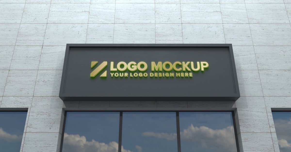 Logo Mockup 3D Sign façade Building product mockup