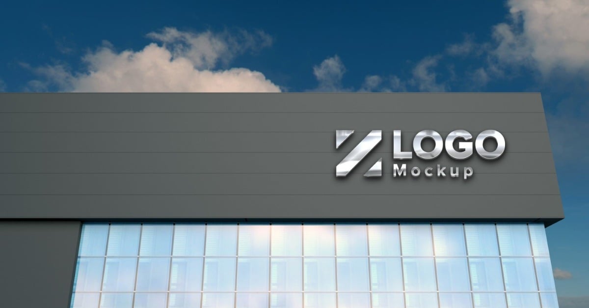 Logo Mockup 3D Sign Gray Building product mockup