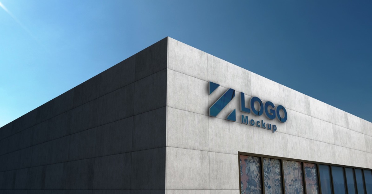 Logo Mockup 3D Sign White Building product mockup
