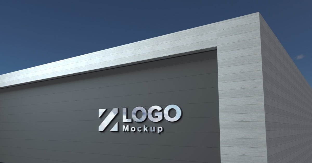 Steel Logo Mockup Sign Elegant Building product mockup