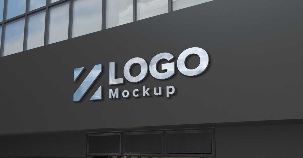 Steel Logo Mockup Store Sign Elegant product mockup