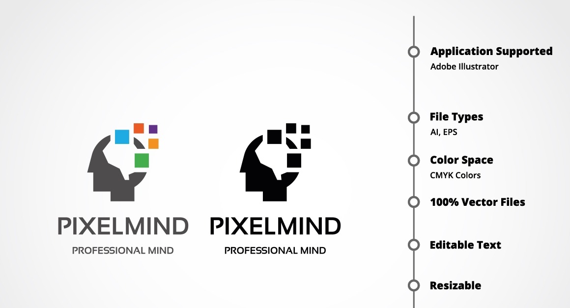 Modelo de logotipo Pixel Mind #150031 - TemplateMonster