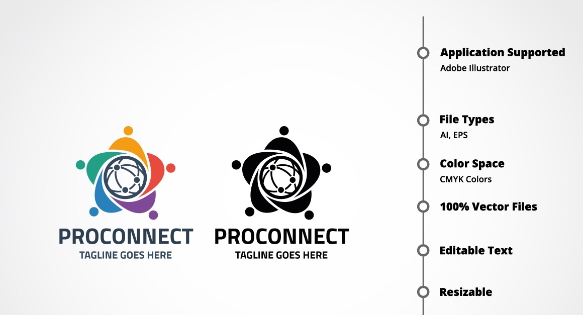 Proconnect Logo šablona #150313 - TemplateMonster