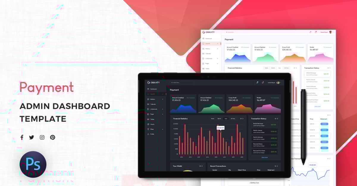 Payment Admin Dashboard UI Kit #150983 - TemplateMonster