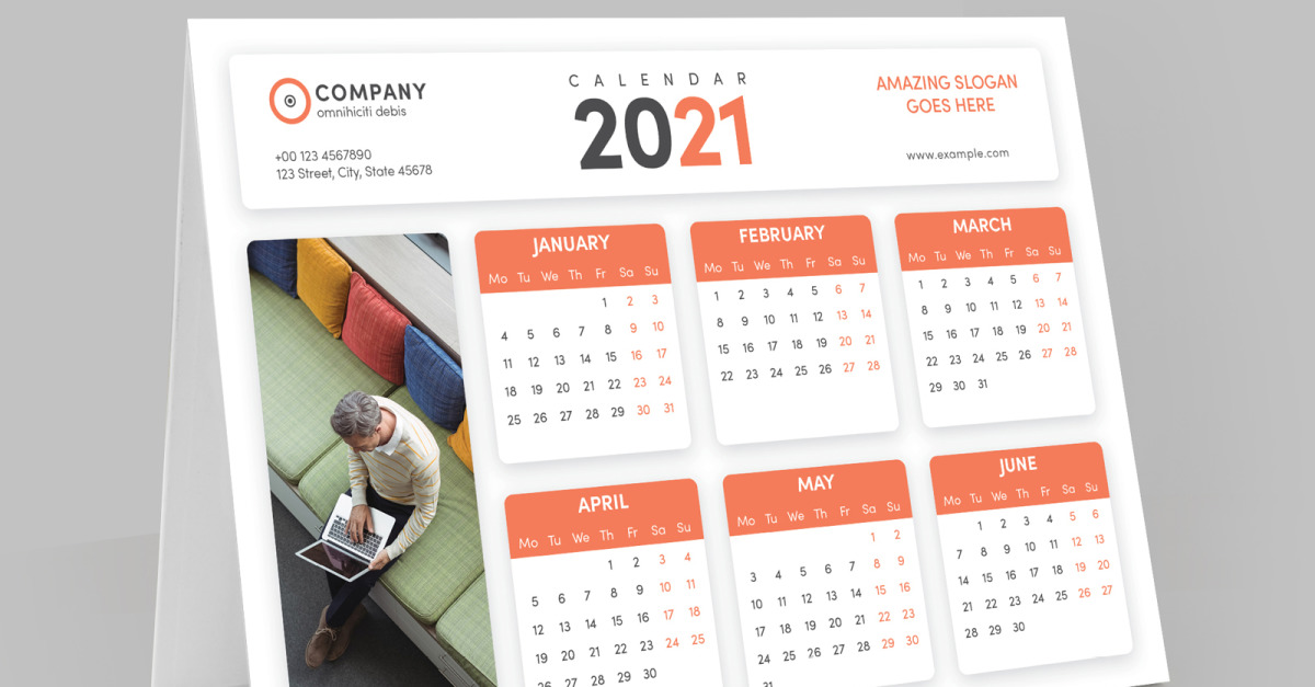 Calendrier de bureau 2021 Agenda mensuel de 26 pages