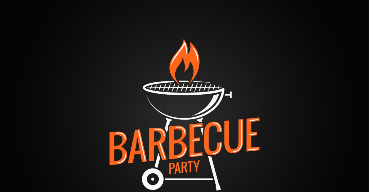 Barbecue Grill. BBQ with Flame. Logo Template