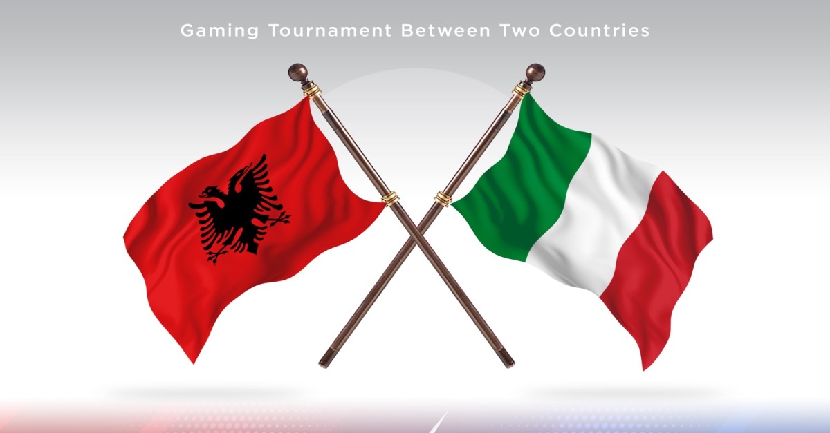 Albania Contro Italia Due Bandiere Di Paesi - Illustrazione