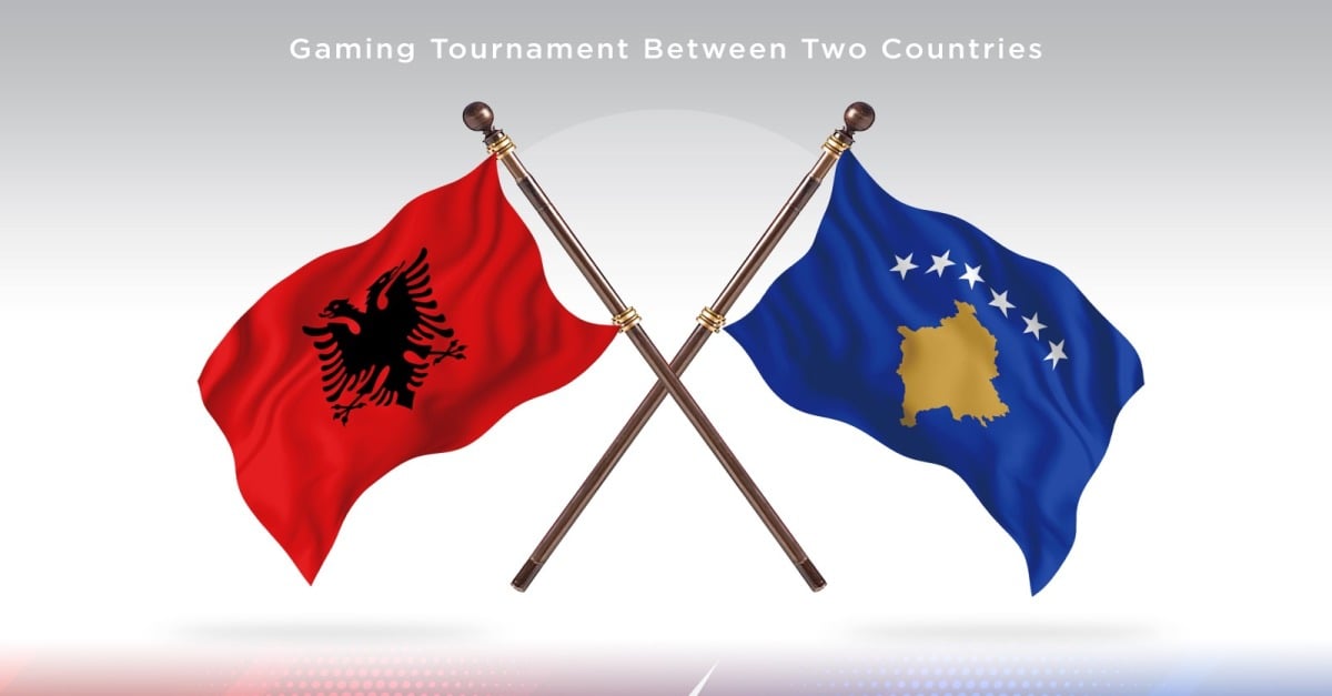 Albania Versus Kosovo Two Countries Flags - Illustration