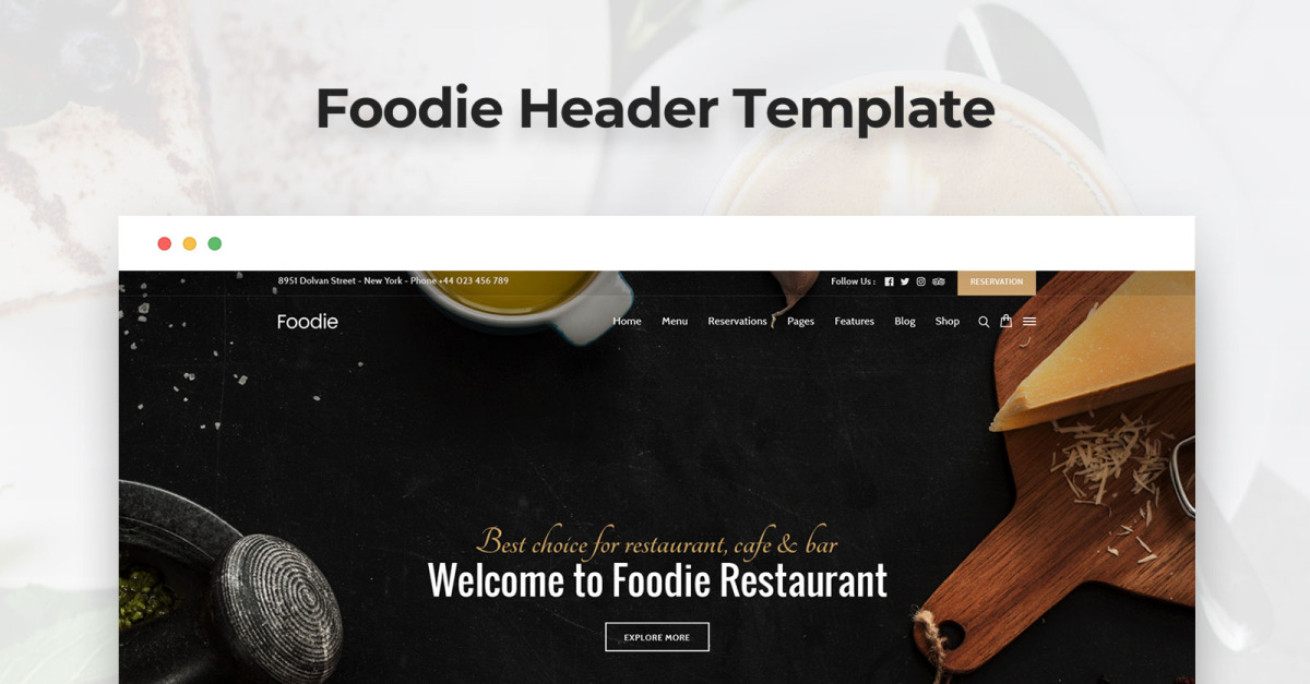 Dining Header Design Foodie Header PSD Template #158511 - TemplateMonster