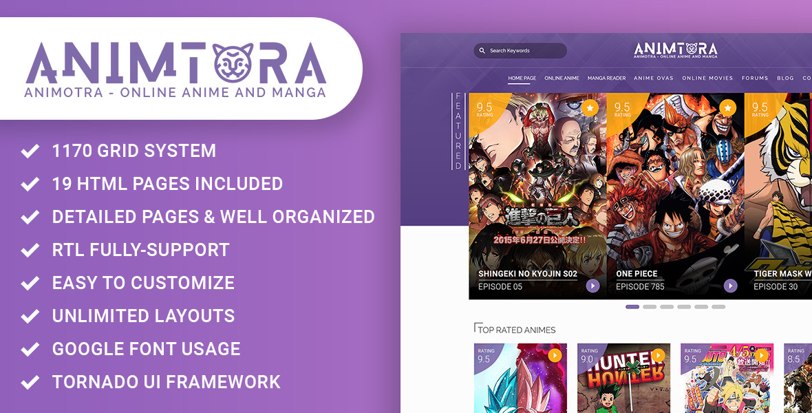 Animotra - modelo de site de anime e mangá online