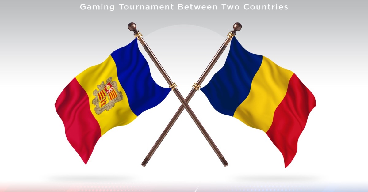 Andorra Contro La Romania Due Bandiere Di Paesi - Illustrazione