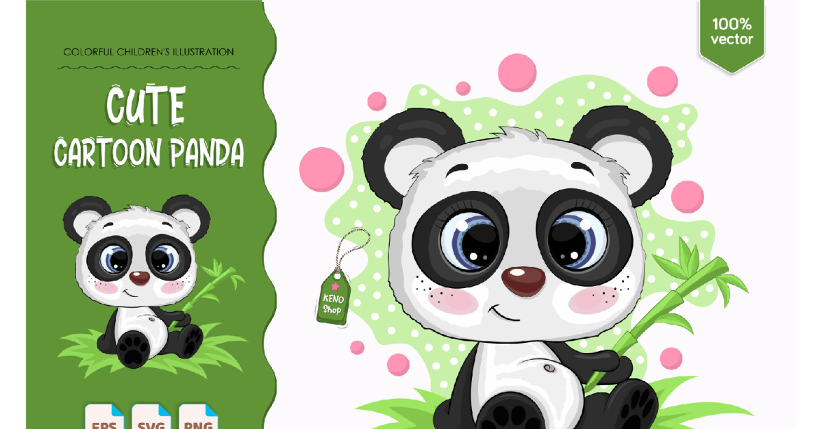Panda De Desenho Animado Pequeno Panda Bonito Sorrindo Ilustração do Vetor  - Ilustração de liso, cômico: 197668523