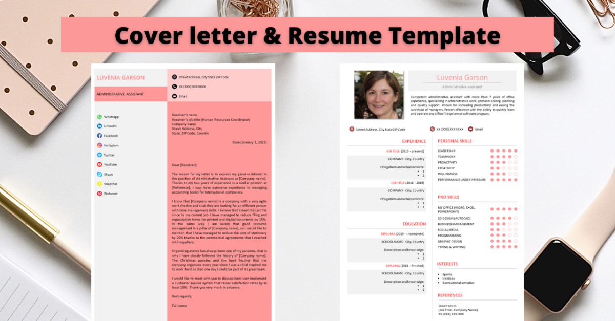 Professional No 03 - Elegant Pink Resume Template
