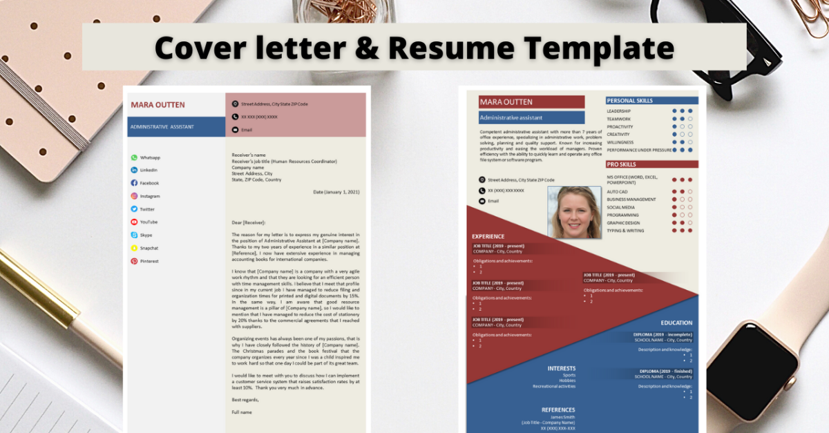 Professional No 11 - Red, Blue & White Flag Resume Template