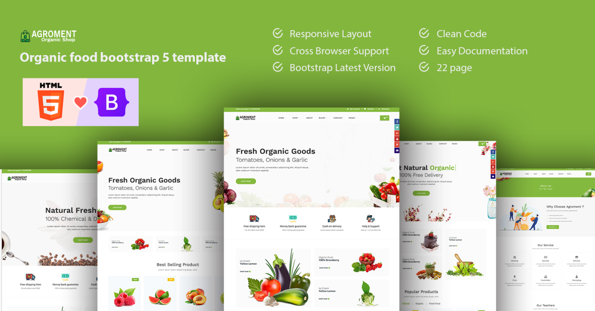 Agroment – Organic Food Bootstrap 5 Template