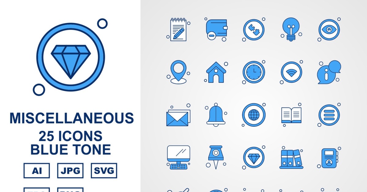 25 Premium Miscellaneous Blue Tone Icon Pack