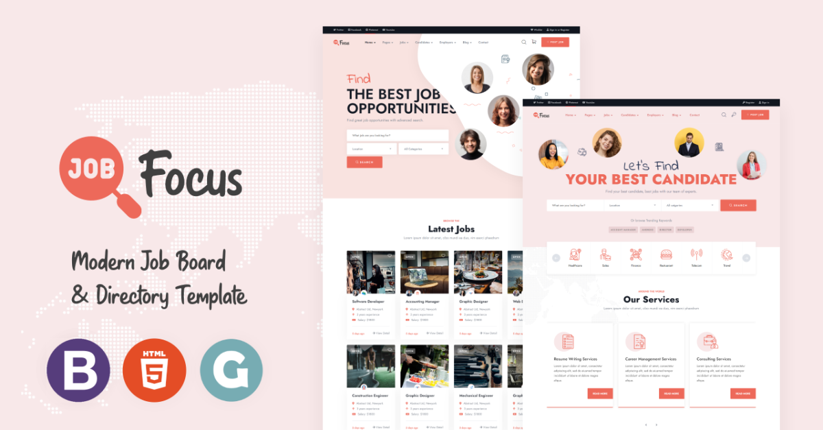JobFocus - Job Board HTML5 Website Template