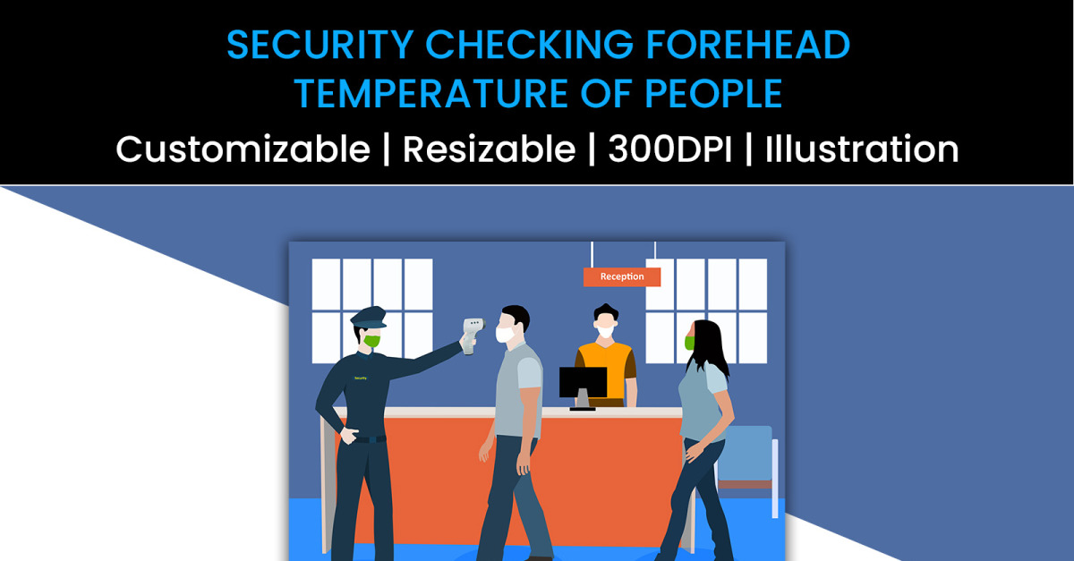 Security Checking Forehead Temperature of People