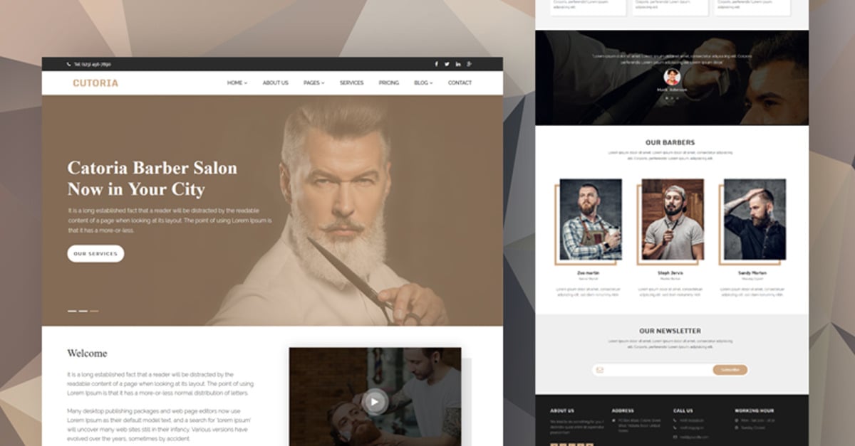 Cutoria - Barber & Salon Website template