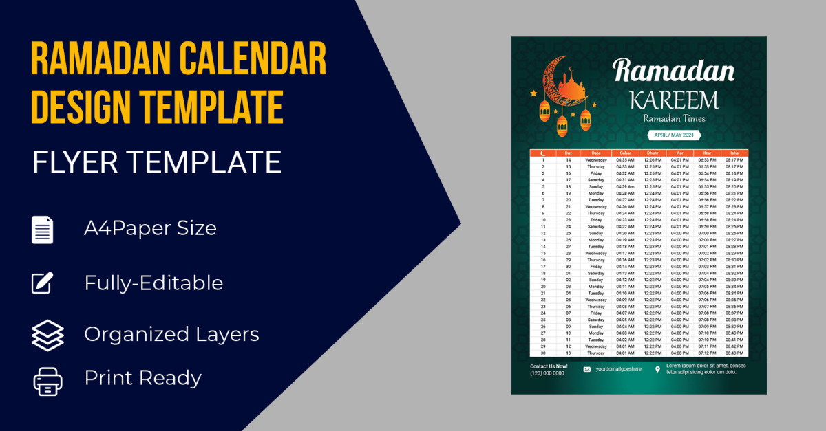 Ramadan Kareem Month 2021 Calendar English Schedule Corporate