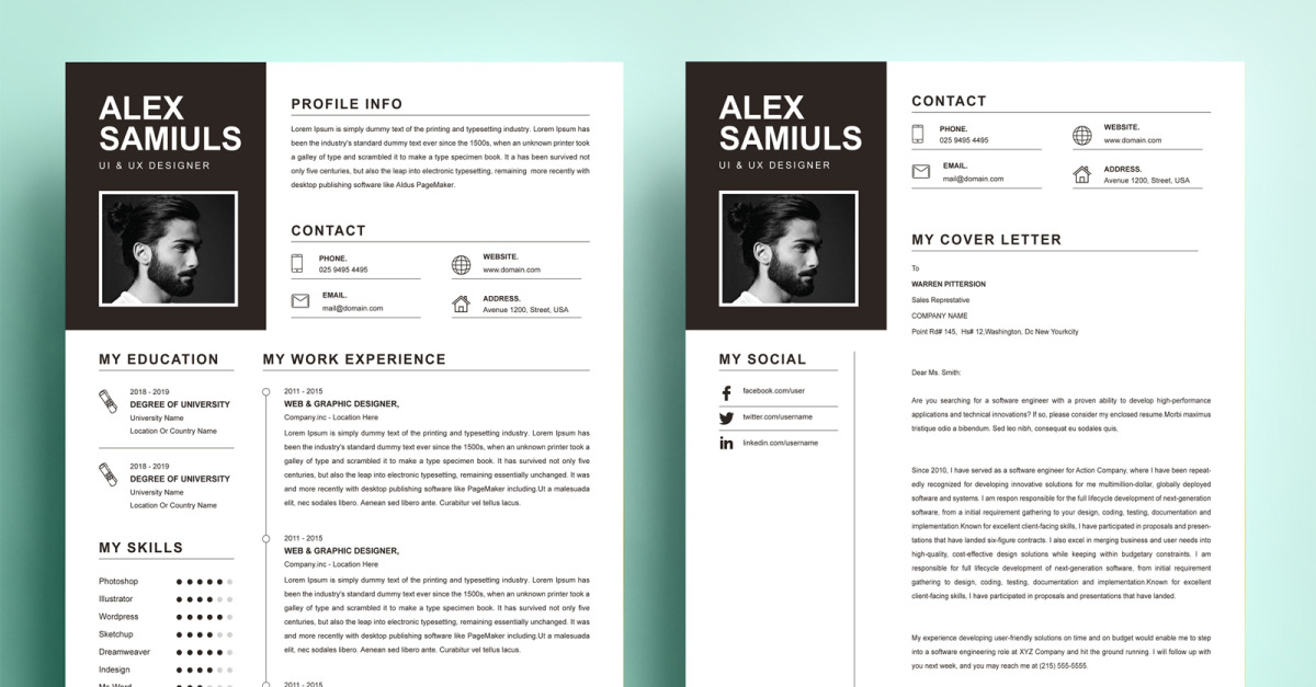 Alex Samiuls - UX/UI Designer Printable Resume Template