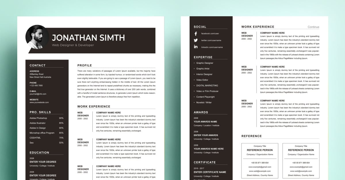 Jonathan Smith - Web Developer Resume - TemplateMonster