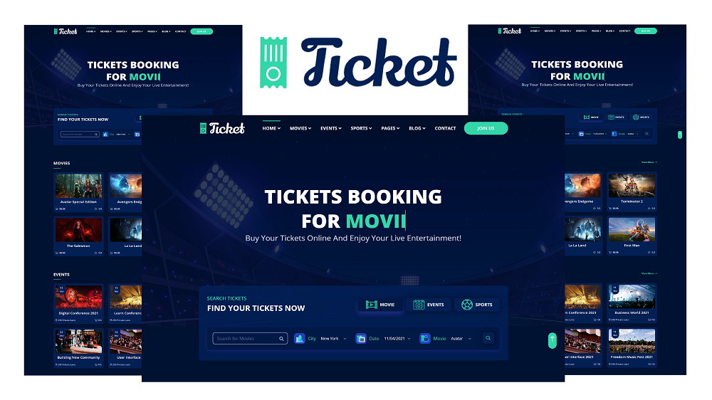 Demo For Ticket Online Ticket Booking Website HTML5 Template 179966