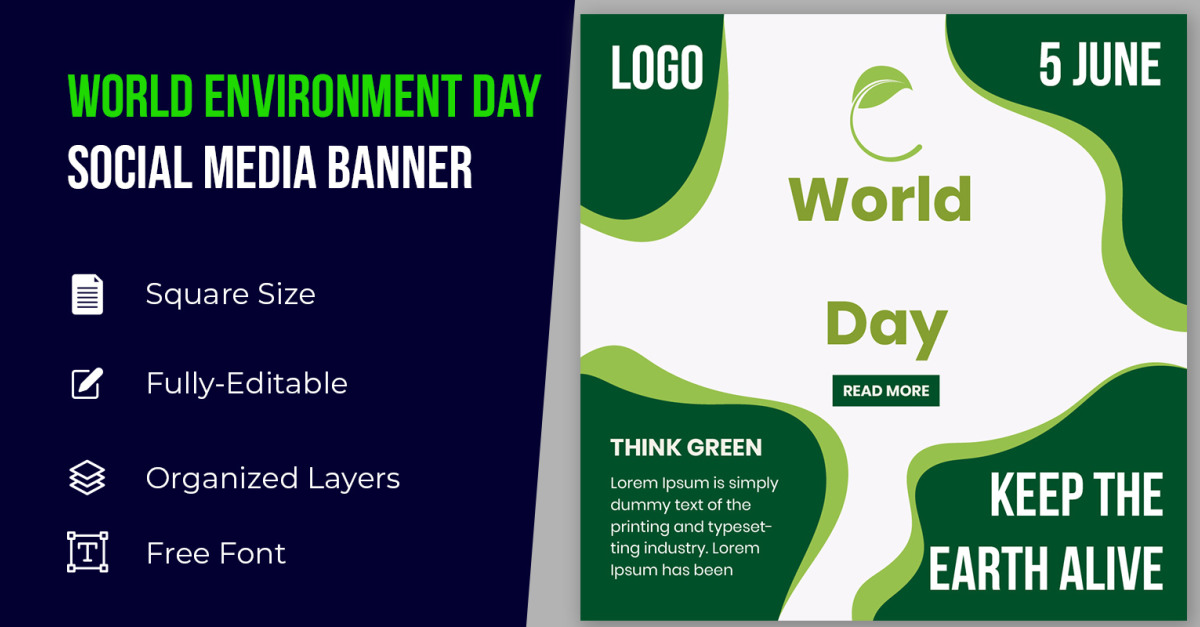 Ilegible Introducir celestial Banner de redes sociales del Día Mundial del Medio Ambiente