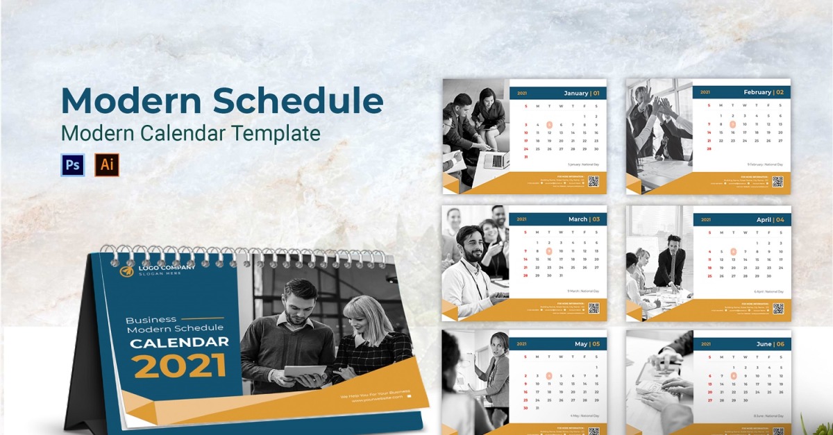 Modern Schedule Desk Calendar Planner - TemplateMonster