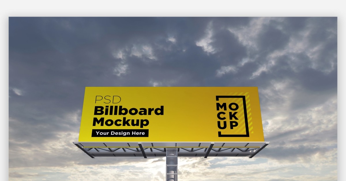 Hooding Billboard Sign Mockup Front View - TemplateMonster