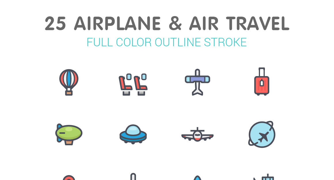 Airplane & Transport Line with Color Iconset template