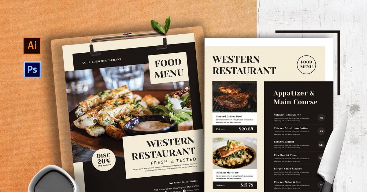 Western Food Menu Print Template 184263 TemplateMonster   Western Food Menu Print Template 184263 Original 