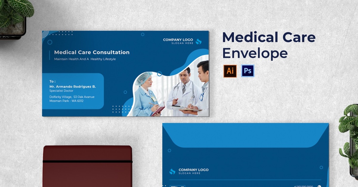 Medical Care Envelope Print Template TemplateMonster