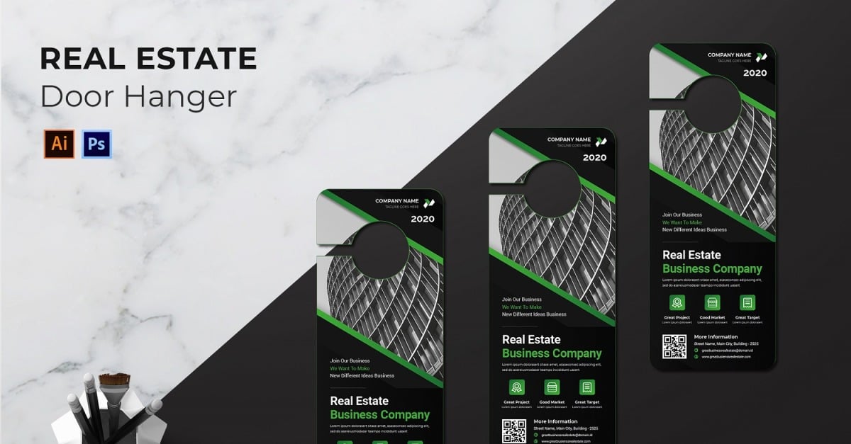 Real Estate Door Hanger Print Template - TemplateMonster