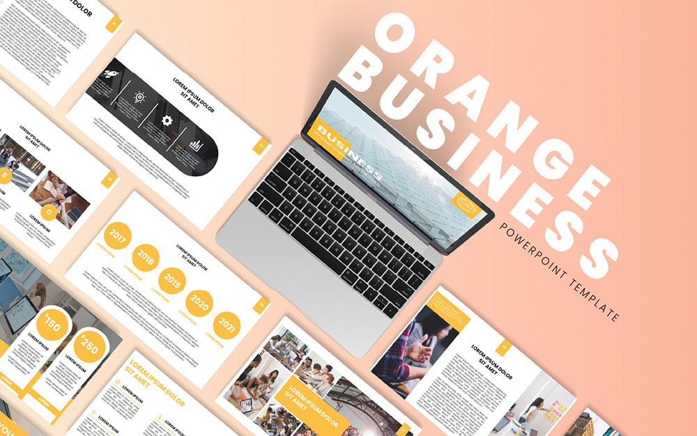 Modèle PowerPoint de entreprise orange - TemplateMonster