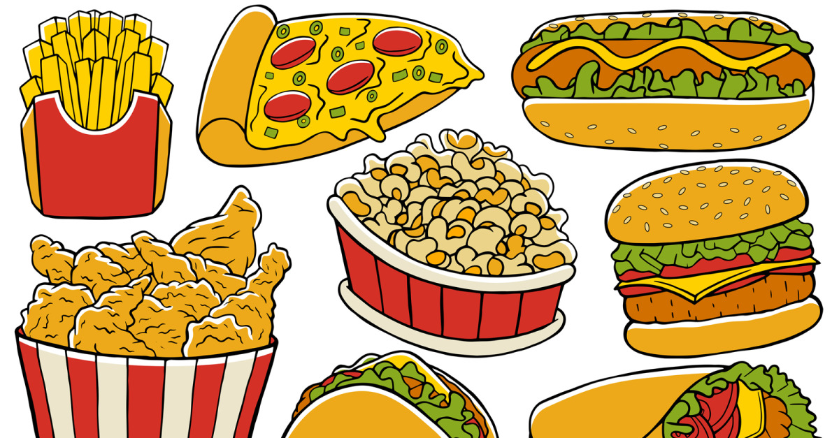 Fast Food - Doodle Vector #01 #185305 - TemplateMonster