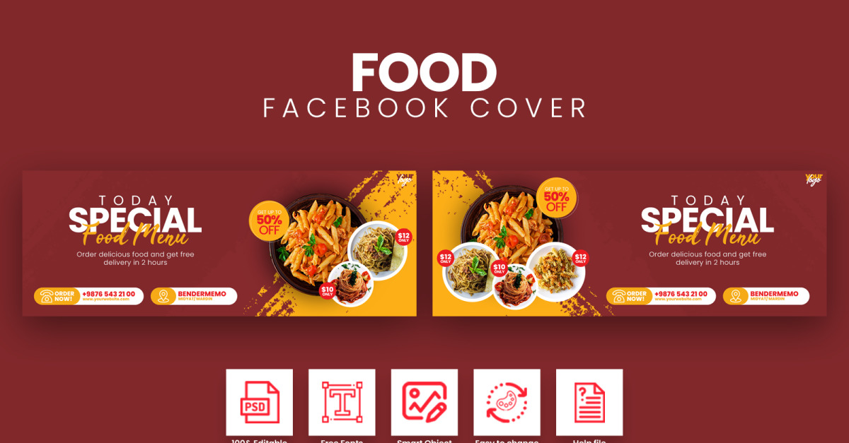 Plantilla de portada de Facebook de comida para redes sociales