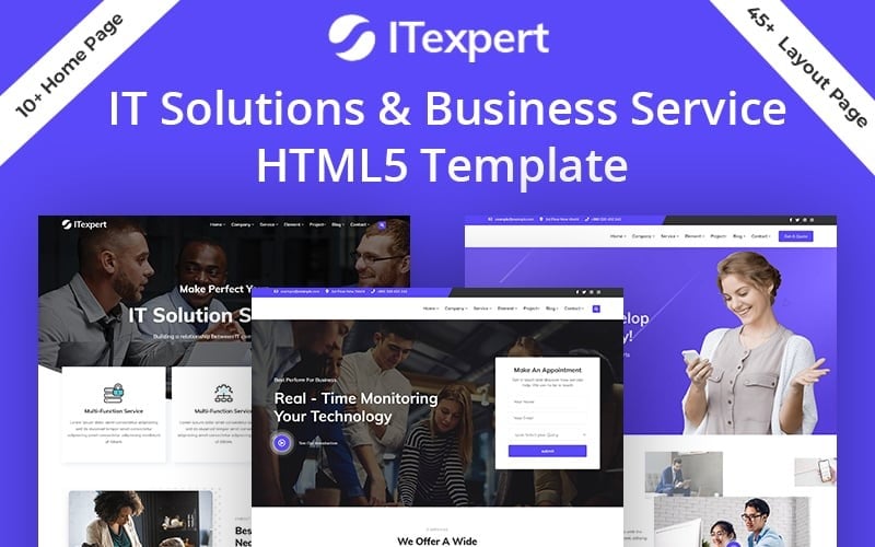 Modèle de site Web HTML5 Bootstrap pour solution informatique et ...