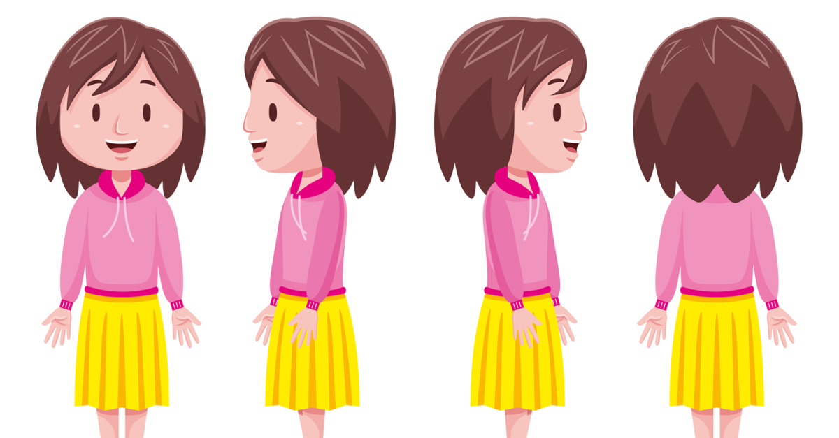 Cute girl character in different poses #1, Objects ft. cute & character -  Envato Elements