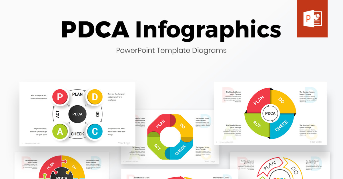 Modelo de infográficos do PowerPoint de ciclo PDCA