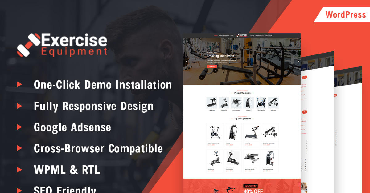 Theme WordPress pour magasin d equipements de fitness et d exercice