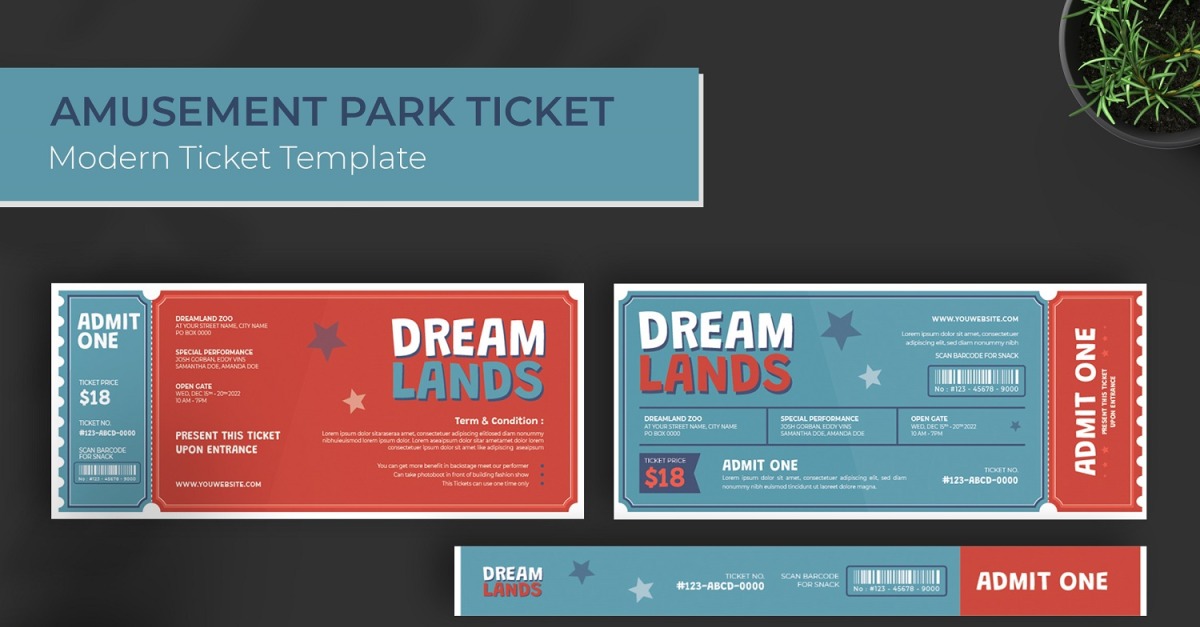 Amusement Park Ticket Print Template TemplateMonster