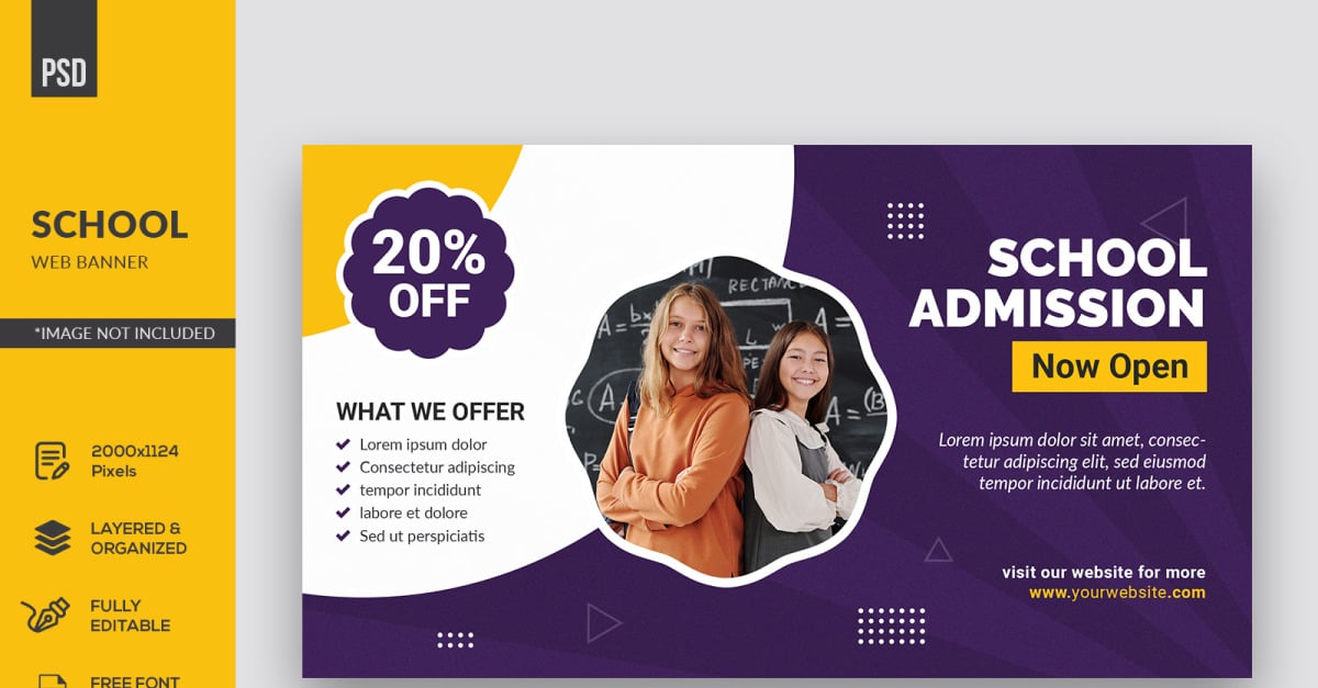 Creative School Education Web Banner Corporate Identity Template