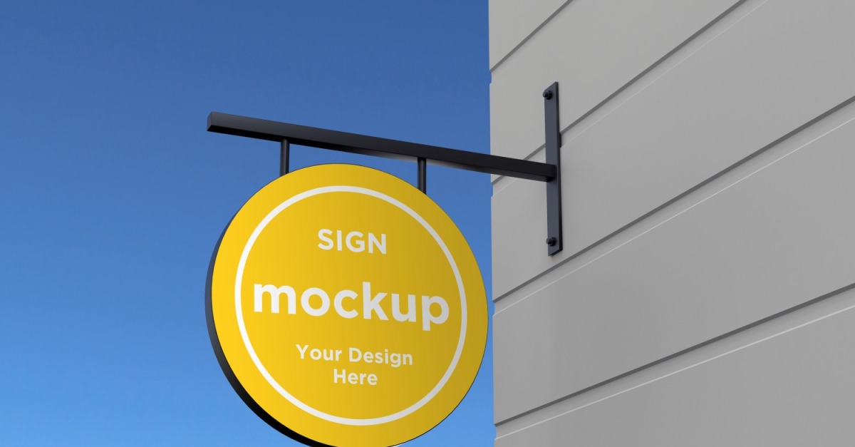 Wall Mounted Rounded Signage Mockup Template