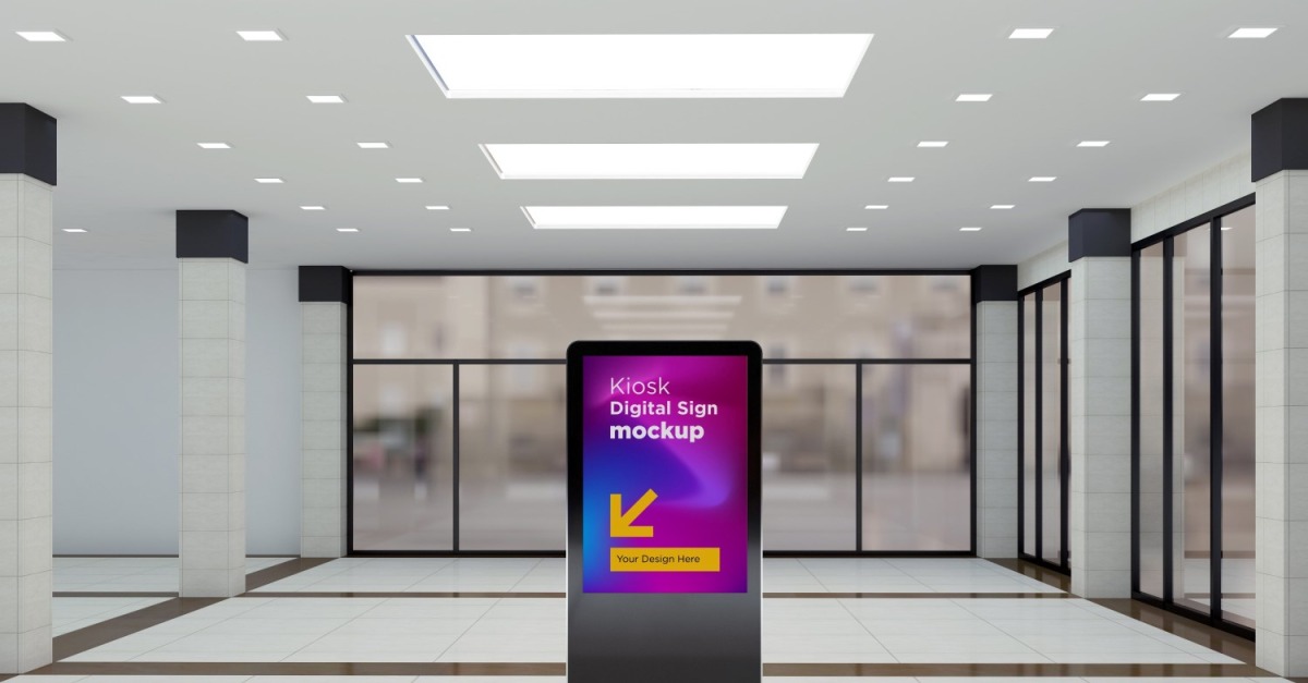 Advertising Totem Digital Sign one Mockup Template