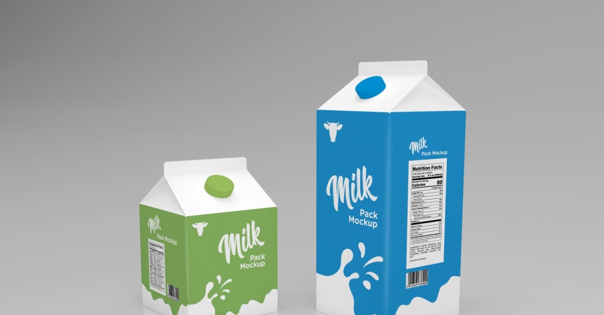 Milk Pack Packaging One And Half Liters Mockup Template