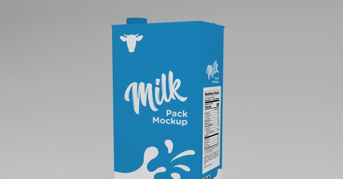 One Liter Milk Pack Packaging Mockup Template