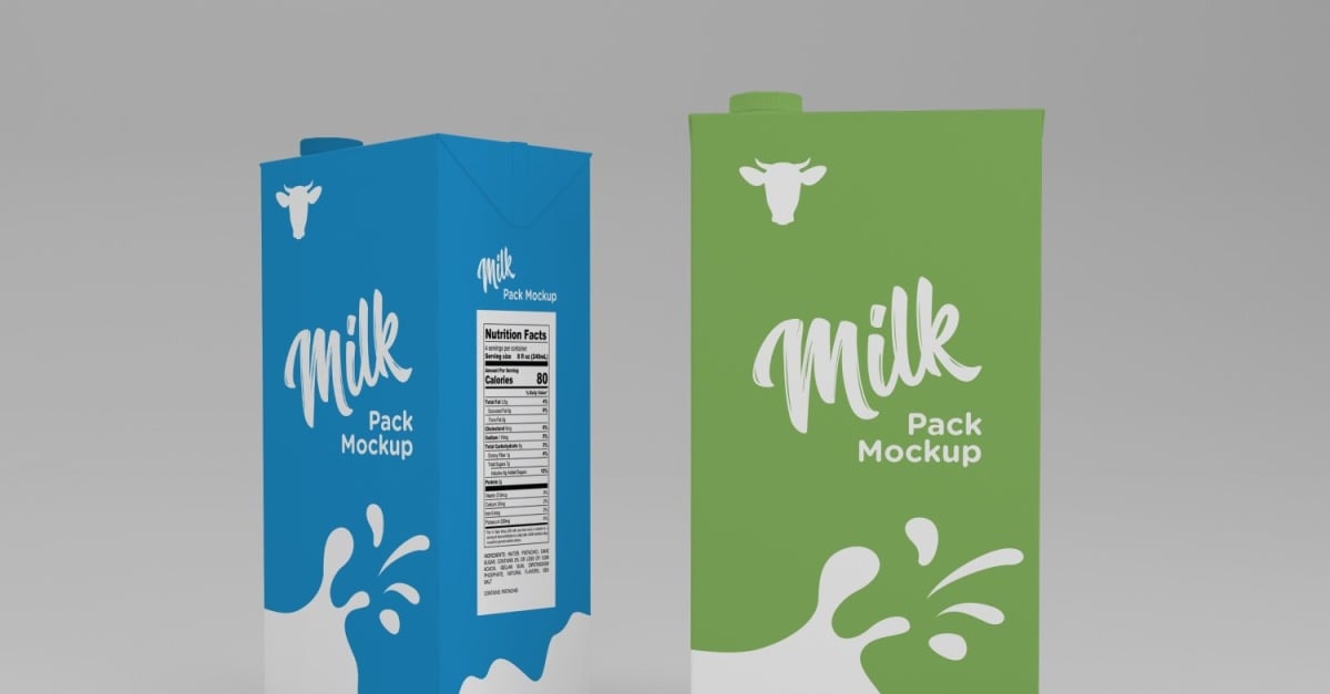 Two Milk Pack Packaging Box Mockup Template - TemplateMonster