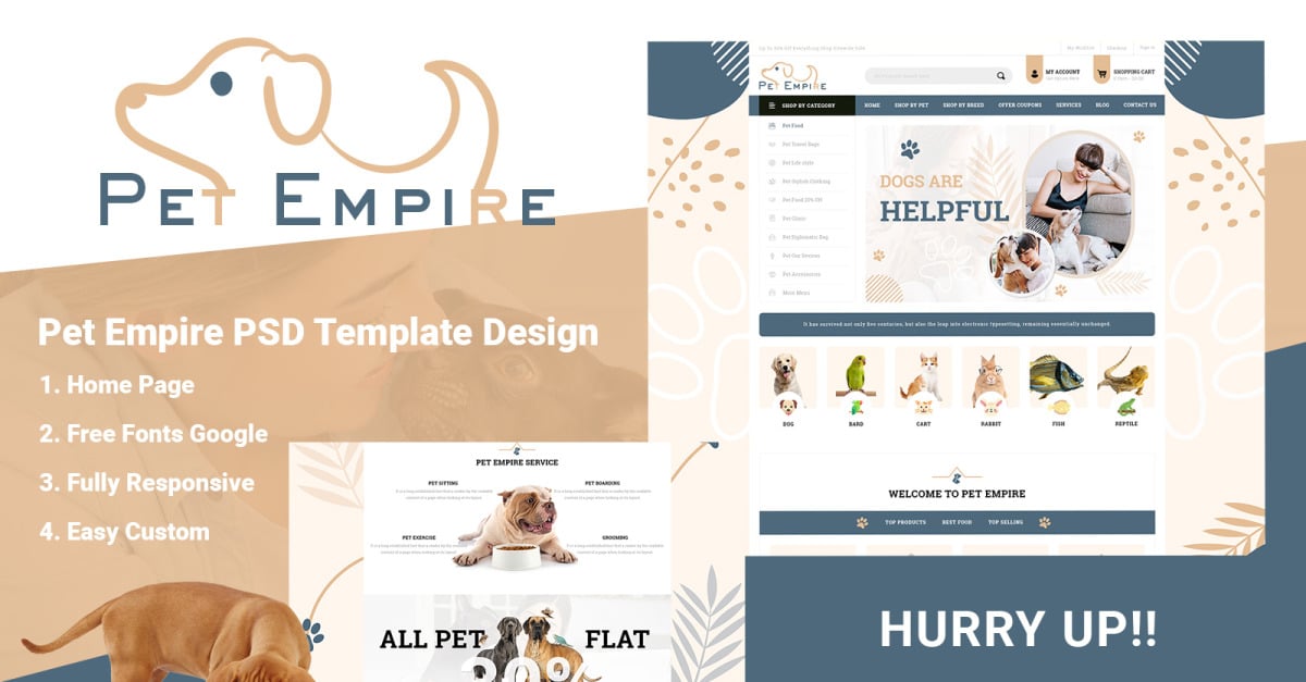 Pet Empire - Pet Shop PSD Template #189848 - TemplateMonster