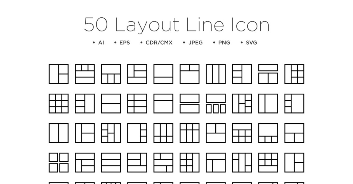 50 Layout Outline icon Set #190499 - TemplateMonster